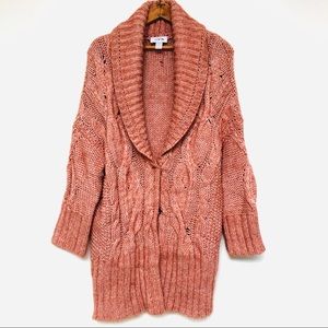 Loft - Dusty Rose Chunky Cable Knit Cardigan
